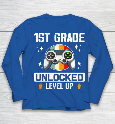 Next Level t shirts 1st Grade Unlocked Level Up Back To School First Grade Gamer Youth Long Sleeve 7