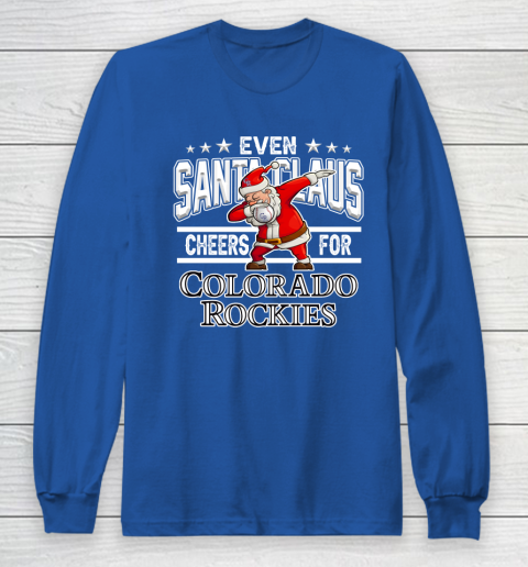 Colorado Rockies Even Santa Claus Cheers For Christmas MLB Long Sleeve T-Shirt 6