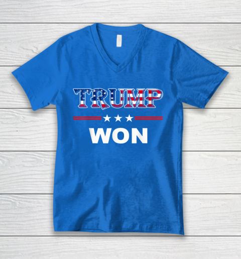 Trump Won T Shirt 4th of July American Flag V-Neck T-Shirt 5