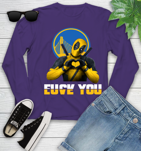 NBA Golden State Warriors Deadpool Love You Fuck You Basketball Sports Youth Long Sleeve 4