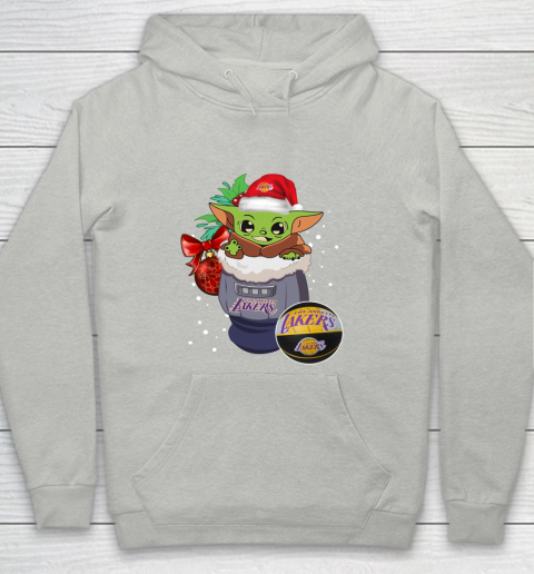 Los Angeles Lakers Christmas Baby Yoda Star Wars Funny Happy NBA Youth Hoodie 2