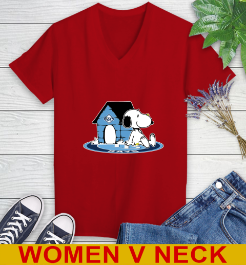 MLB Baseball Tampa Bay Rays Snoopy The Peanuts Movie Shirt Women's V-Neck T-Shirt 12