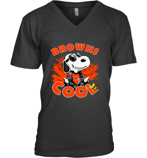 Cleveland Browns Snoopy Joe Cool We're Awesome V-Neck T-Shirt