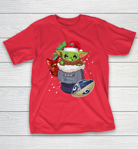 Los Angeles Rams Christmas Baby Yoda Star Wars Funny Happy NFL T-Shirt 10