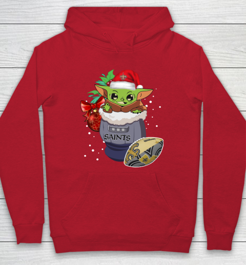 New Orleans Saints Christmas Baby Yoda Star Wars Funny Happy NFL Hoodie 10