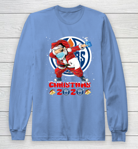 Edmonton Oilers Funny Santa Claus Dabbing Christmas 2020 NHL Long Sleeve T-Shirt 8