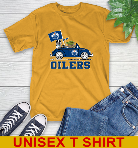 NHL Hockey Edmonton Oilers Darth Vader Baby Yoda Driving Star Wars Shirt T-Shirt 3