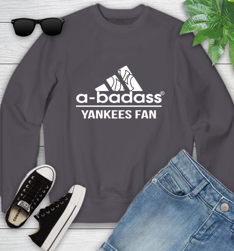 MLB A Badass New York Yankees Fan Adidas Baseball Sports Youth Sweatshirt 5