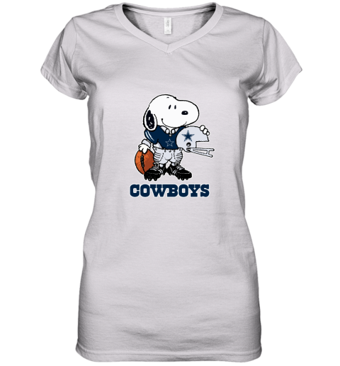 Snoopy A Strong And Proud Dallas Cowboys Player NFL Women's V-Neck T-Shirt