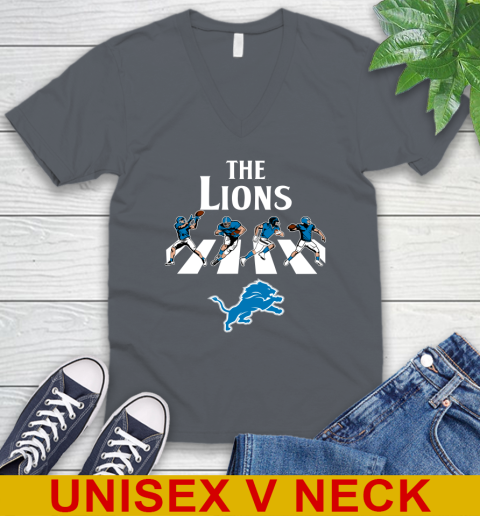 NFL Football Detroit Lions The Beatles Rock Band Shirt V-Neck T-Shirt 4
