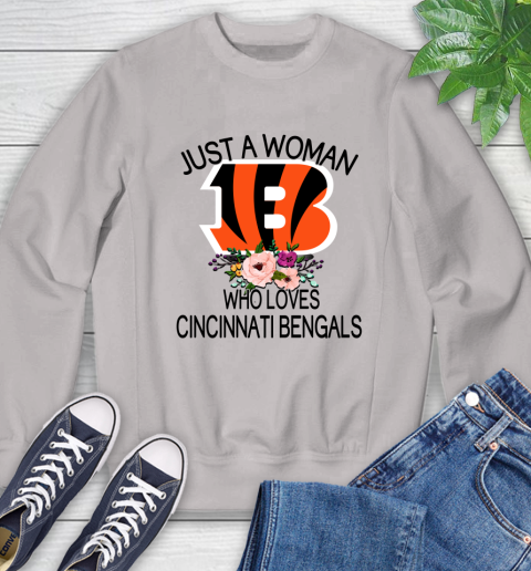 NFL Just A Woman Who Loves Cincinnati Bengals Football Sports Sweatshirt 9
