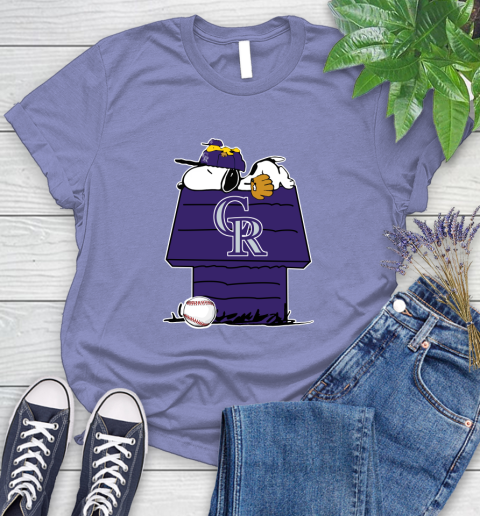 MLB Colorado Rockies Snoopy Woodstock The Peanuts Movie Baseball T Shirt Women's T-Shirt 11