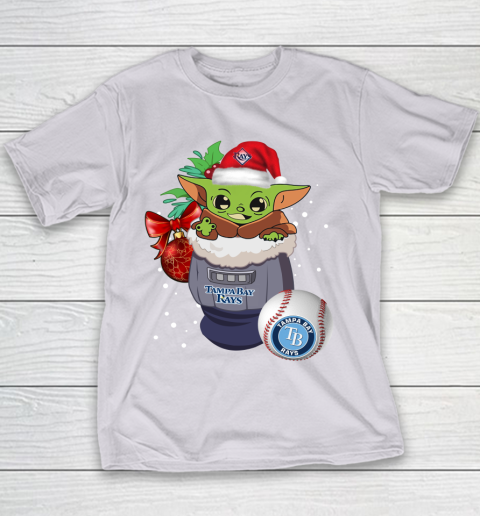 Tampa Bay Rays Christmas Baby Yoda Star Wars Funny Happy MLB Youth T-Shirt 5