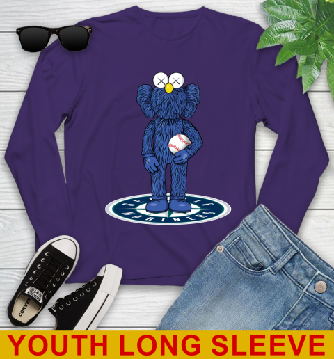 MLB Baseball Seattle Mariners Kaws Bff Blue Figure Shirt Youth Long Sleeve 6 MLB Baseball Seattle Mariners Kaws Bff Blue Figure Shirt Youth Long Sleeve - Image 6