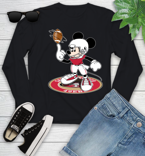 NFL Football San Francisco 49ers Cheerful Mickey Disney Shirt Youth Long Sleeve