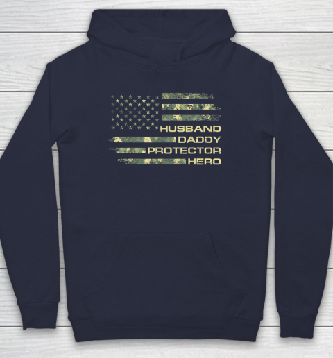 Husband Daddy Protector Hero Shirt Fathers Day American Flag Hoodie 2