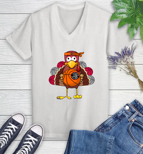 Toronto Raptors Turkey thanksgiving day Women's V-Neck T-Shirt