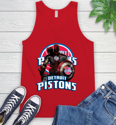 Detroit Pistons NBA Basketball Captain America Thor Spider Man Hawkeye Avengers Tank Top 6