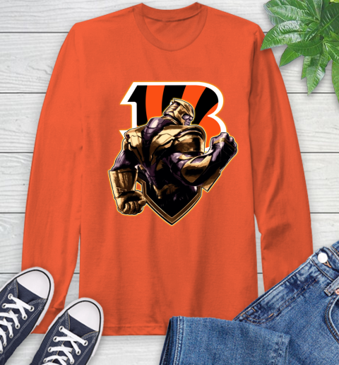 NFL Thanos Avengers Endgame Football Sports Cincinnati Bengals Long Sleeve T-Shirt 5