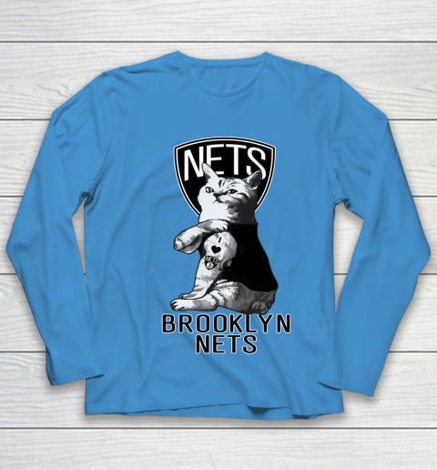NBA Basketball My Cat Loves Brooklyn Nets Youth Long Sleeve 5