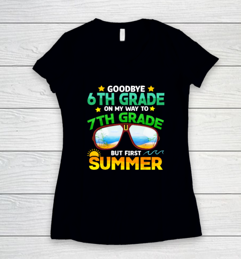 Goodbye 6th Grade Graduation To 7th Grade Hello Summer Women's V-Neck T-Shirt