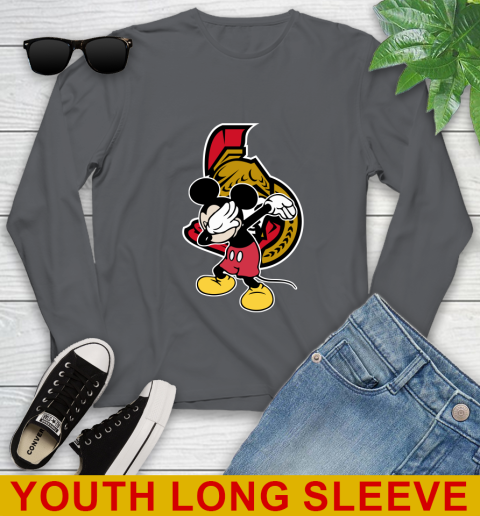 Ottawa Senators NHL Hockey Dabbing Mickey Disney Sports Youth Long Sleeve 9