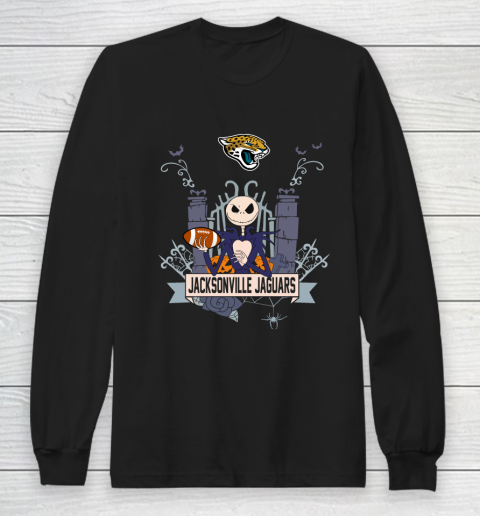NFL Jacksonville Jaguars Football Jack Skellington Halloween Long Sleeve T-Shirt