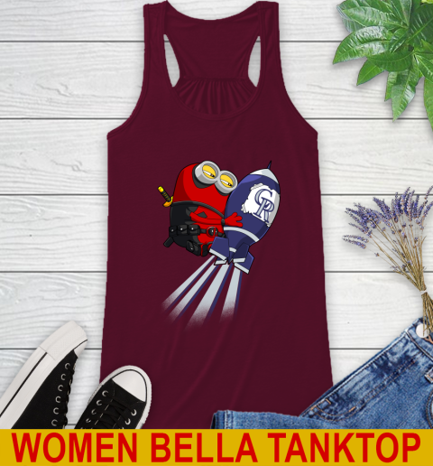 MLB Baseball Colorado Rockies Deadpool Minion Marvel Shirt Racerback Tank 3 MLB Baseball Colorado Rockies Deadpool Minion Marvel Shirt Racerback Tank - Image 3