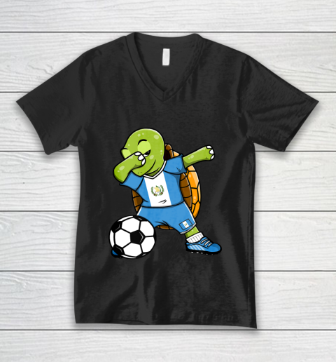 Dabbing Turtle Guatemala Soccer Fans Jersey Flag Football V-Neck T-Shirt