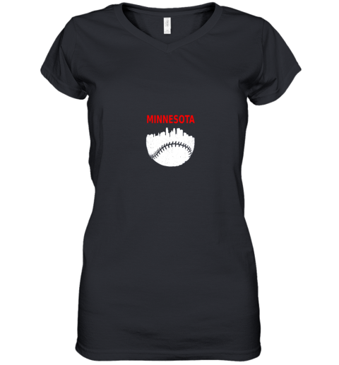Retro Minnesota Baseball Minneapolis Cityscape Vintage Shirt Women's V-Neck T-Shirt