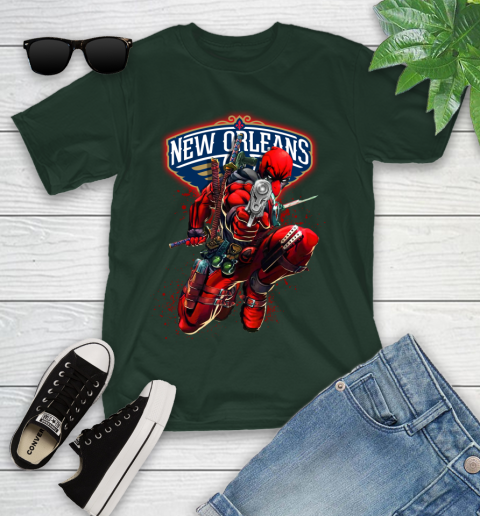 NBA Deadpool Marvel Comics Sports Basketball New Orleans Pelicans Youth T-Shirt 5
