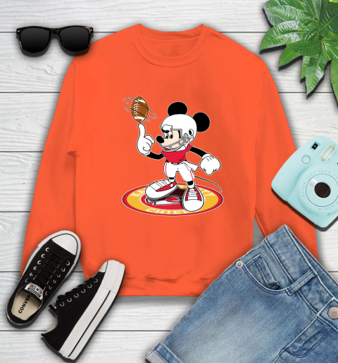 NFL Football Kansas City Chiefs Cheerful Mickey Disney Shirt Sweatshirt 4