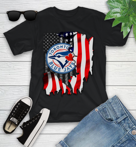 Toronto Blue Jays MLB Baseball American Flag Youth T-Shirt