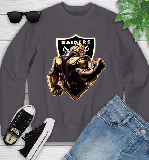 NFL Thanos Avengers Endgame Football Sports Oakland Raiders Youth Sweatshirt 6
