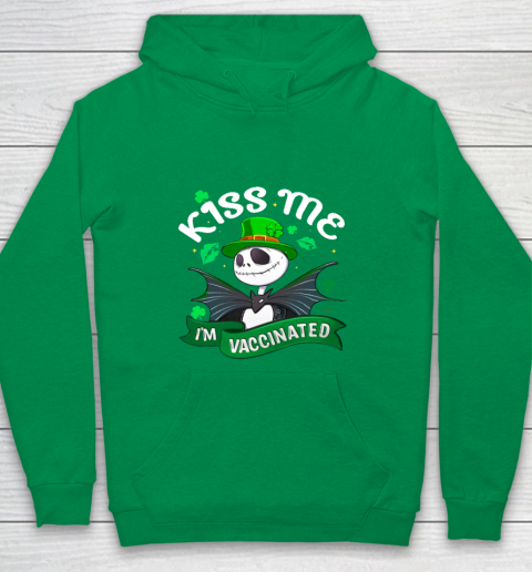 Kiss Me I'm Vaccinated Patrick's Day Jack Skellington Youth Hoodie 4