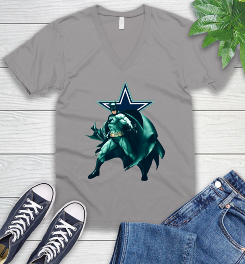 NFL Batman Football Sports Dallas Cowboys V-Neck T-Shirt 4