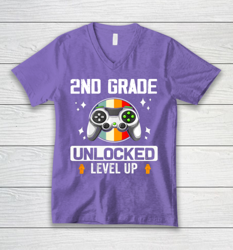 Next Level t shirts 2nd Grade Unlocked Level Up Back To School Second Grade Gamer V-Neck T-Shirt 8