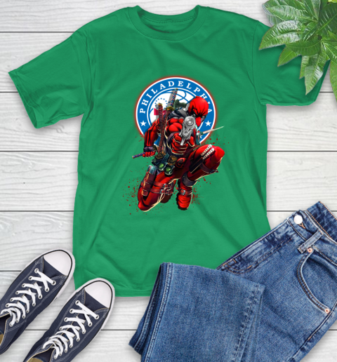 NBA Deadpool Marvel Comics Sports Basketball Philadelphia 76ers T-Shirt 7