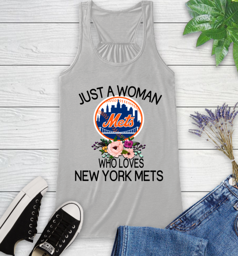 MLB Just A Woman Who Loves New York Mets Baseball Sports Racerback Tank