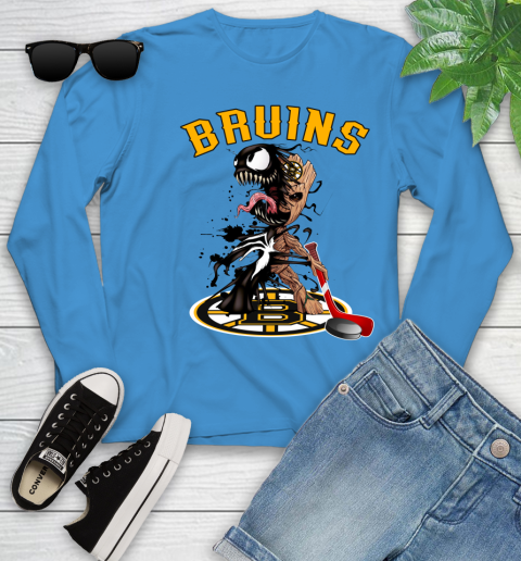 NHL Boston Bruins Hockey Venom Groot Guardians Of The Galaxy Youth Long Sleeve 7