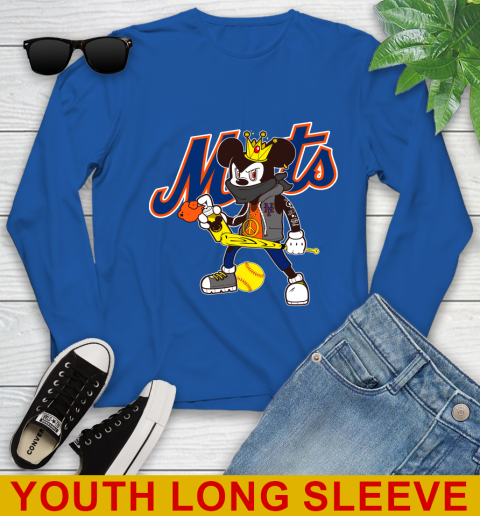 New York Mets MLB Baseball Mickey Peace Sign Sports Youth Long Sleeve 10