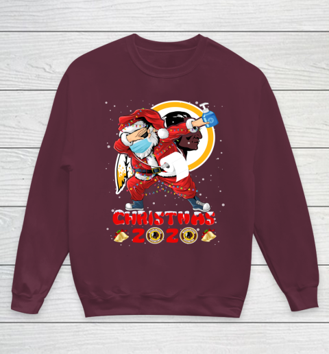 Washington Redskins Funny Santa Claus Dabbing Christmas 2020 NFL Youth Sweatshirt 4