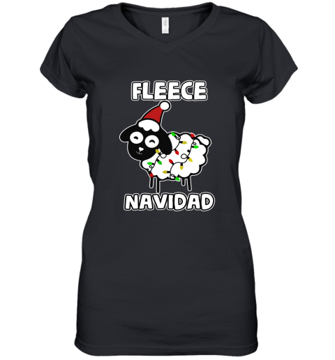 Sheep Fleece Navidad Ugly Christmas Women's V-Neck T-Shirt