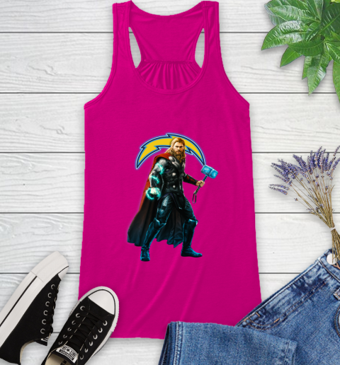 NFL Thor Avengers Endgame Football Los Angeles Chargers Racerback Tank 8