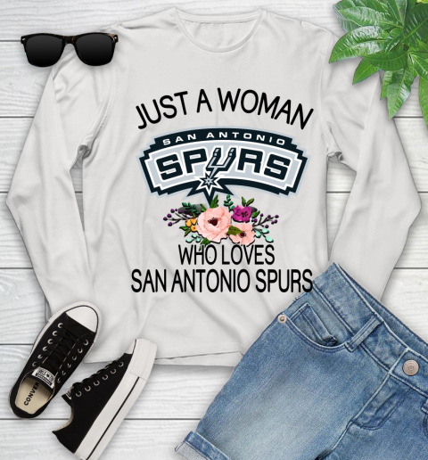NBA Just A Woman Who Loves San Antonio Spurs Basketball Sports Youth Long Sleeve
