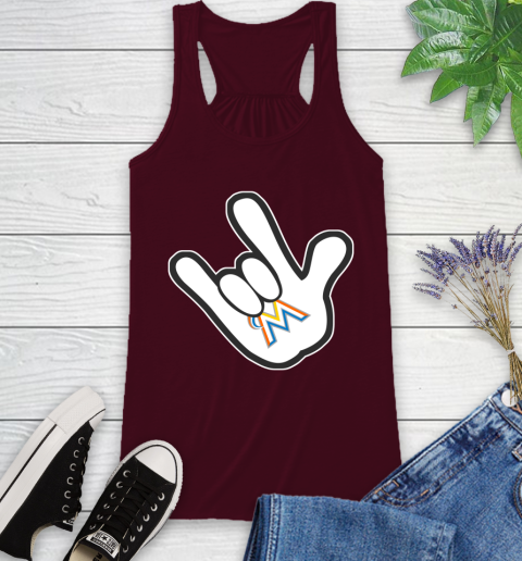 Miami Marlins MLB Baseball Mickey Rock Hand Disney Racerback Tank 3
