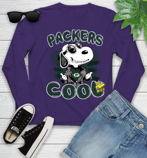 NFL Football Green Bay Packers Cool Snoopy Shirt Youth Long Sleeve 4
