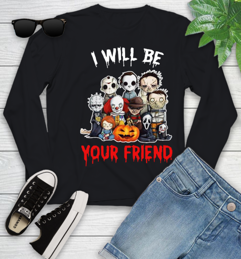 Halloween Horror Movie Characters Chibi I Will Be Your Friend Youth Long Sleeve