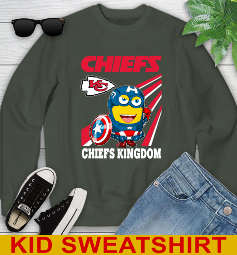 NFL Football Kansas City Chiefs Captain America Marvel Avengers Minion Shirt Youth Sweatshirt 8