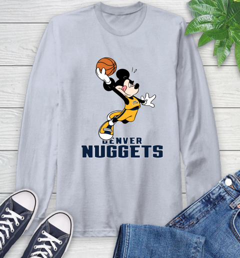 NBA Basketball Denver Nuggets Cheerful Mickey Mouse Shirt Long Sleeve T-Shirt 6